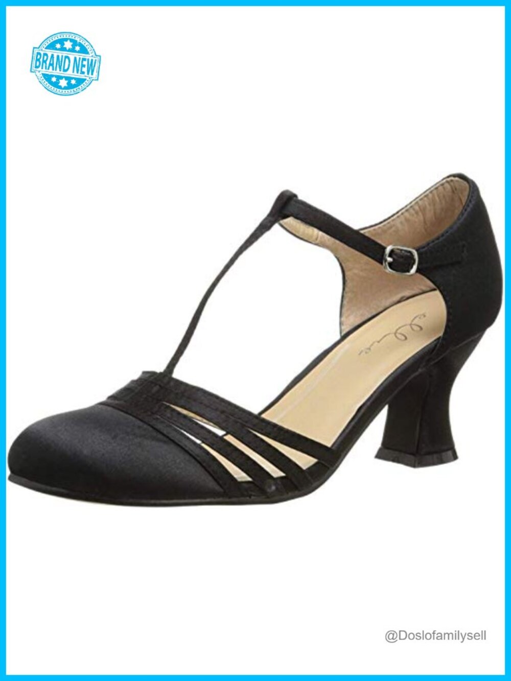 Women's Vintage T-Strap Block Heel Dress Pump Round Toe Formal Party Shoes